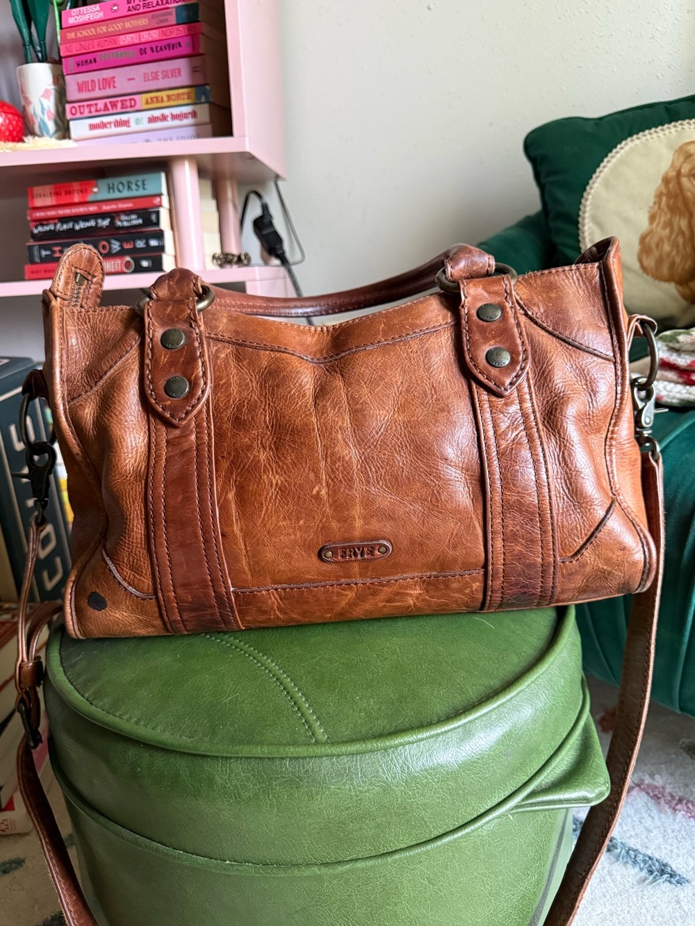 FRYE Melissa Washed Leather Satchel Bag